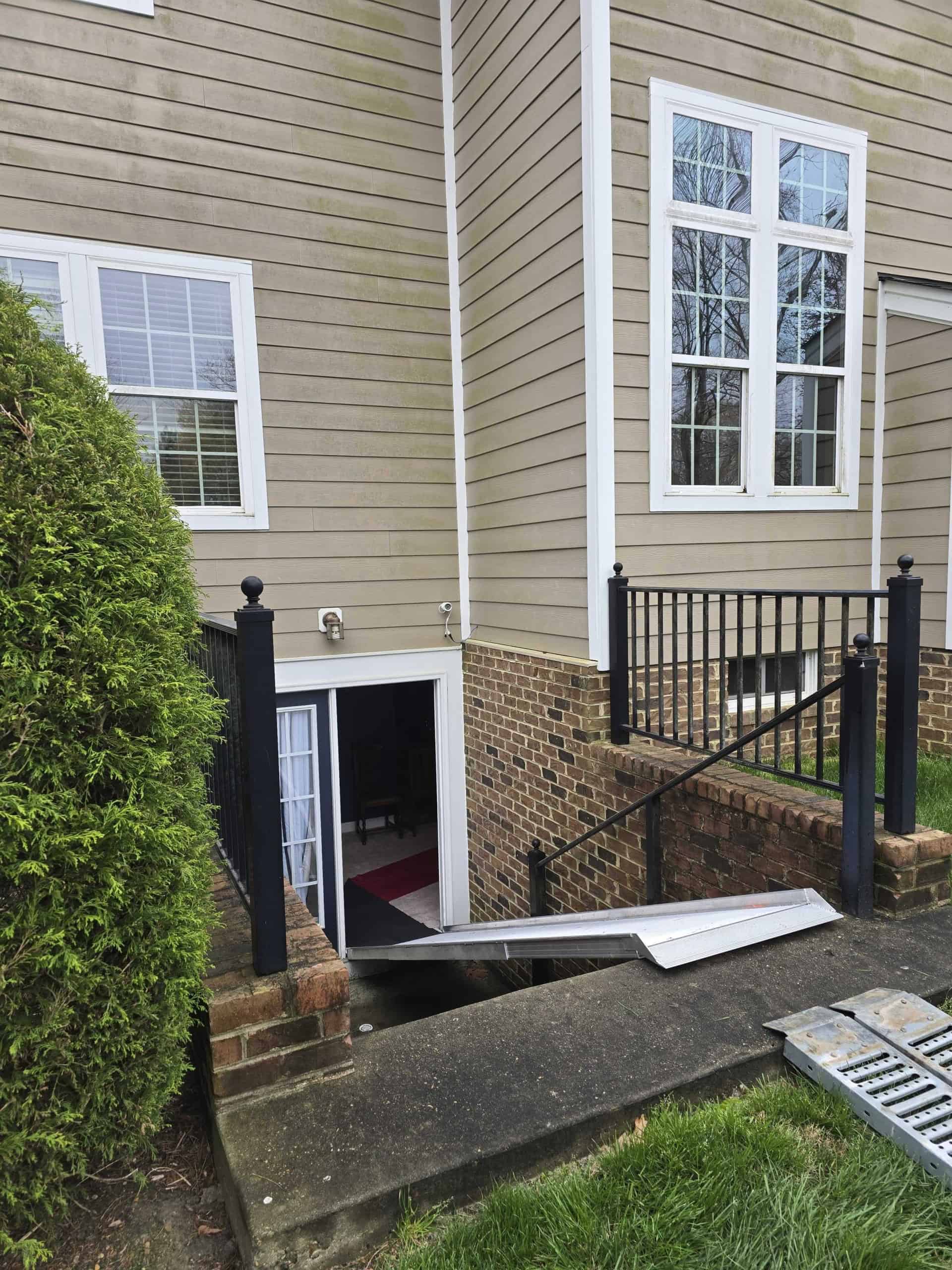 a portable ramp placed to make moving easier